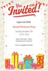 Pennants And Polka Dots - Invitación De Navidad